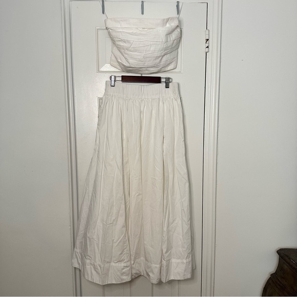 Abercrombie & Fitch Dresses & Skirts - Abercrombie Set Poplin White Crop Top & Maxi Skirt Strapless Ruched Resort Small